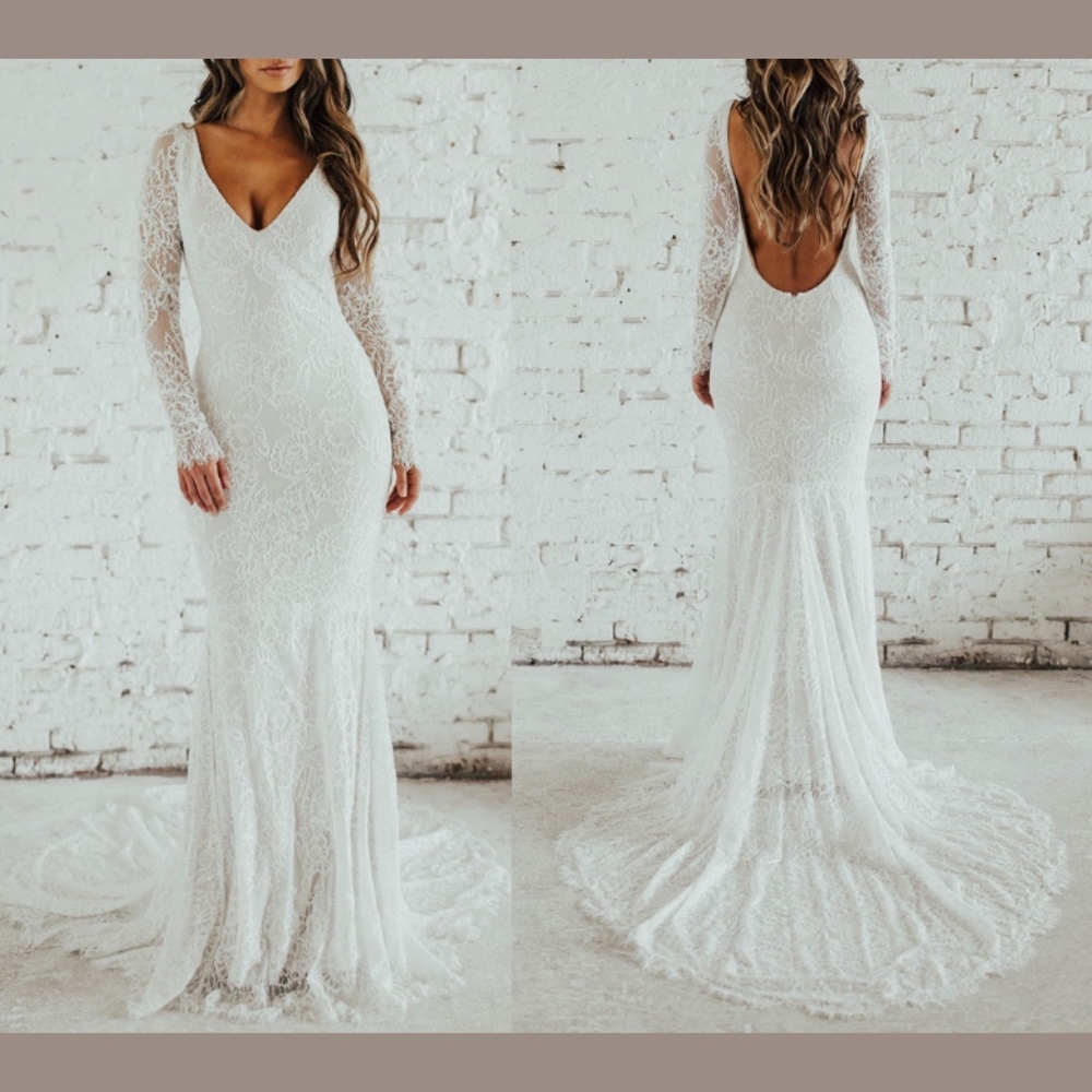 NEW $2195 Katie May San Sebastian Lace Mermaid Gown Wedding [SZ‎ V XL ]
